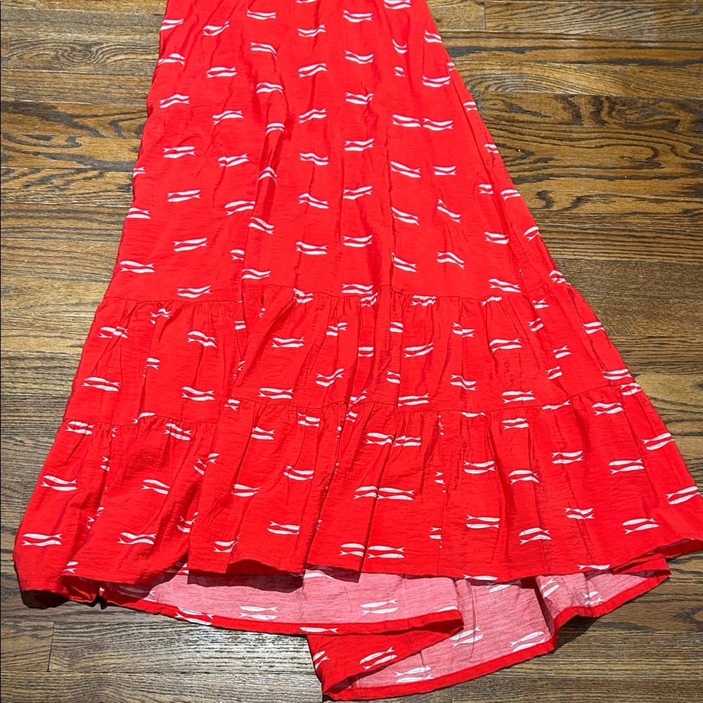 Gorgeous Red Maxi Dress with White Pattern - Picture 5 of 8